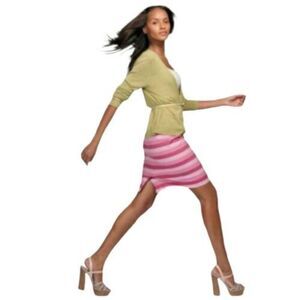 Halogen Pink Striped Mini Skirt Size 6 Y2K Barbiecore Preppy Pencil Skirt Slim